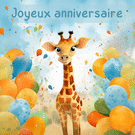 Joyeux anniversaire avec une girafe color&eacute;e